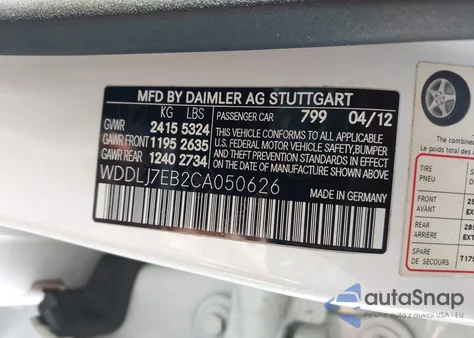 2012 Mercedes-Benz Cls 63 Amg z USA, uszkodzony, nr VIN WDDLJ7EB2CA050626